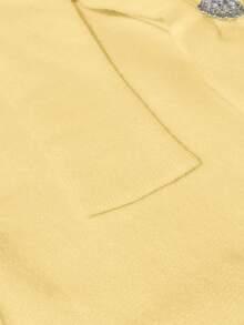 SHEIN LUNE 女式休闲纯色船领单肩长袖金属装饰套头衫 - 黃色 - 查看 5