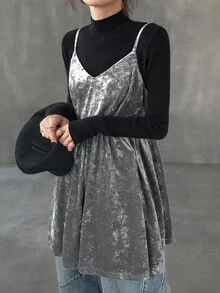 FRIFUL Camiseta de tirantes de terciopelo holgada y suelta para mujer