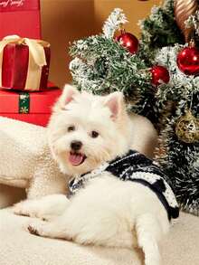 PETSIN 1 Áo nỉ cổ tròn ấm áp in họa tiết hình học Fairisle cho thú cưng, màu xanh hải quân - Nhiều màu - Xem 6
