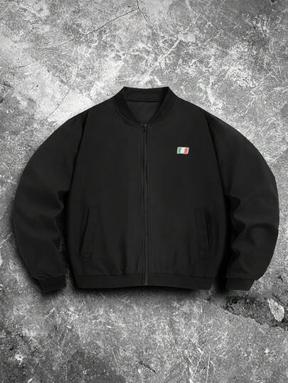 Manfinity Hypemode Chaqueta casual de hombre de unicolor, versátil para primavera y otoño