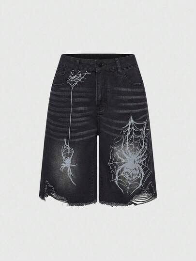 ROMWE Grunge Punk Women's Unisex Denim Jeans For Halloween