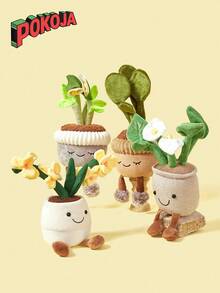 新款可爱毛绒盆栽娃娃，仙人掌，向日葵，马蹄莲毛绒娃娃，居家卧室办公桌装饰，生日礼物 - 彩色 - 查看 2