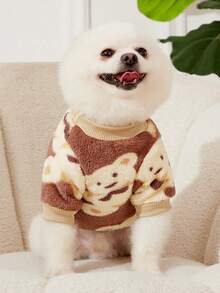 PETSIN 1 Stück süßer brauner Bär Plüsch Fleece warmer Haustier Kapuzenpullover