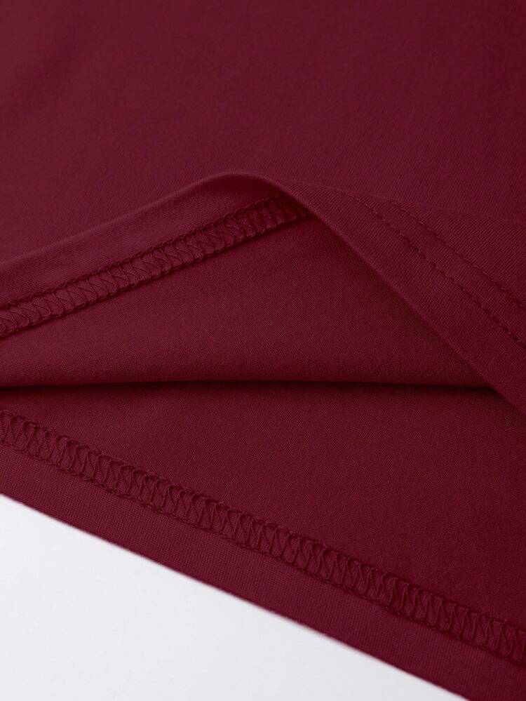 EMERY ROSE 女款 MILANO ITALY 字母印花 T 恤短袖休闲上衣 MILAN ITALY 图案 T 恤女款上衣 - 酒紅色 - 查看 4