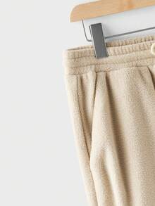 Manfinity NXTstreet 男士拉链运动衫，带弹性字母印花和抽绳裤针织套装休闲两件套春秋运动服、冬装、舒适服装 - 卡其色 - 查看 10