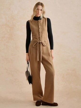 Écloséra Elegant och mångsidig jumpsuit i retro-tweed för kvinnor, lämplig för vintern