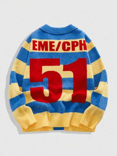 Street Life Cárdigan de punto jacquard de color contrastante para hombre, para otoño e invierno