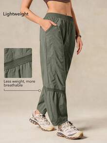 OutZeal Women Sports Pants Camping Hiking Travel Water-Resistant Mesh Design With Side Pocket - Army Green - View 2