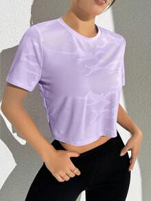 Easithlete 3pcs/Set Mesh Patchwork Casual Comfortable Sports T-Shirts Yoga Tops Athleisure Tops 3 Packs Tops - Multicolor - View 5