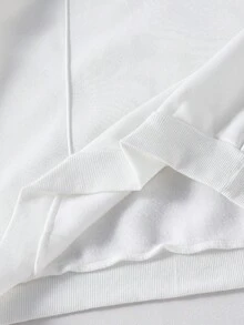 1pc Casual Minimalist Sweatshirt For Teen Boys, Featuring Decorative Pleated Front Design, Solid Color, Comfortable Fabric, Versatile For School And Daily Wear, Suitable For Autumn/Winter Fall - White - View 5