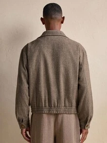 AKNOTIC Business Casual 男士秋季金属3D花卉装饰长袖外套，适合秋冬季节和圣诞节穿着 - 咖啡棕 - 查看 7