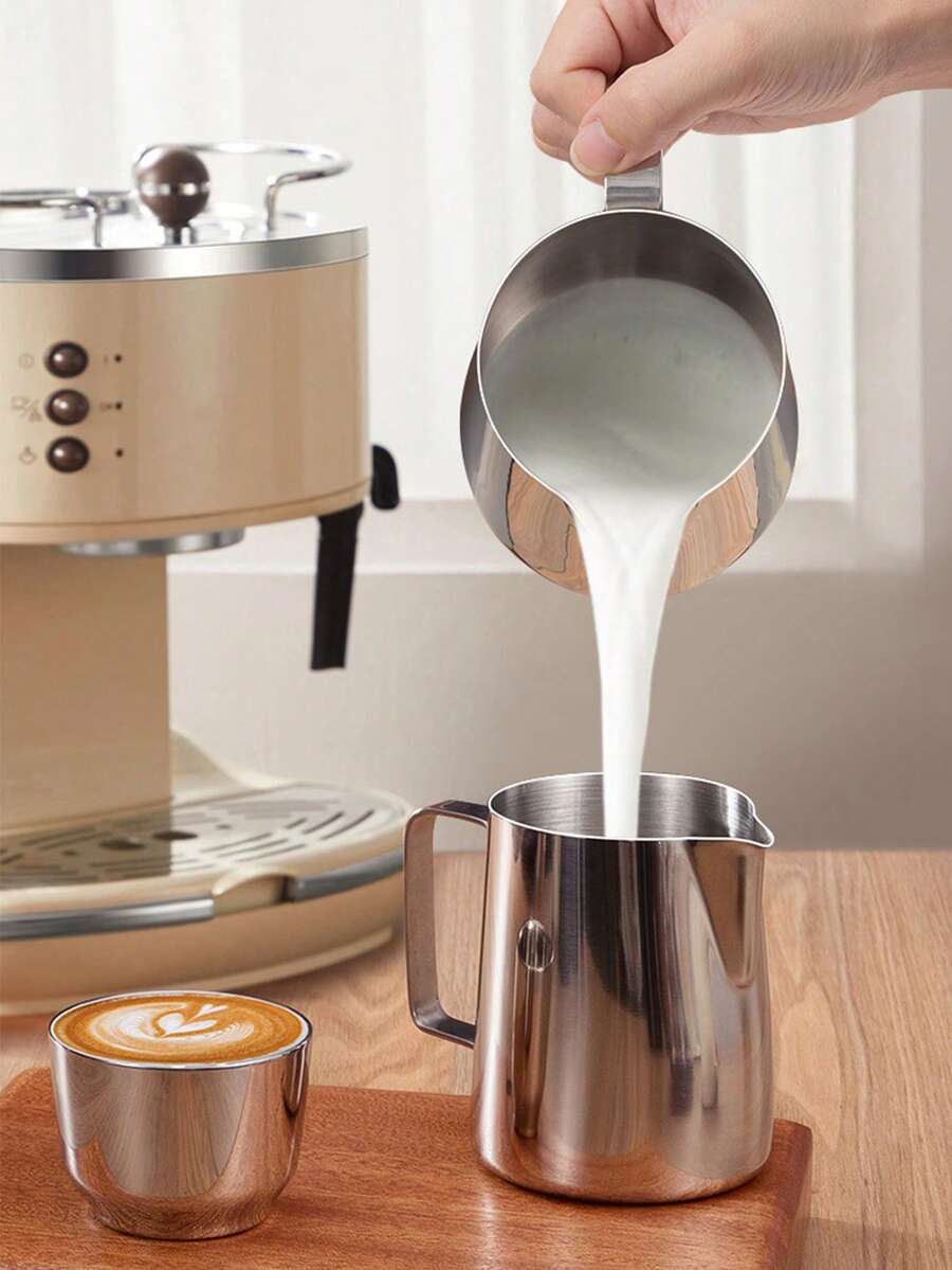 Zazumi 1pc Sharp-Tipped Latte Art Pitcher, Stainless Steel Coffee Latte Art Cup - Professional Milk Frothing Utensil For Coffee Machines, Coffee School Supplies, And Tools For Coffee Enthusiasts