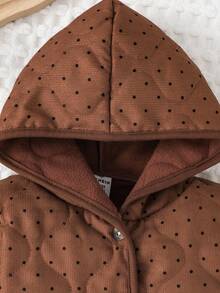 SHEIN Chaqueta de manga larga con estampado de lunares linda para bebé/niña pequeña - Marrón - Ver 6