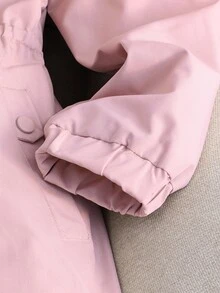 Sparklyn Áo khoác ngoài trời dài cổ lông lót lông dày dặn, thanh lịch, phong cách tối giản, thời trang dành cho bé gái, phù hợp cho mùa thu/đông, tiệc tùng, màu kaki - Hồng - Xem 5