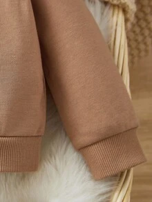 SHEIN Baby Boy Letter Graphic Sweatshirt, Casual & Minimalist, Suitable For Autumn/Winter - Apricot - View 5