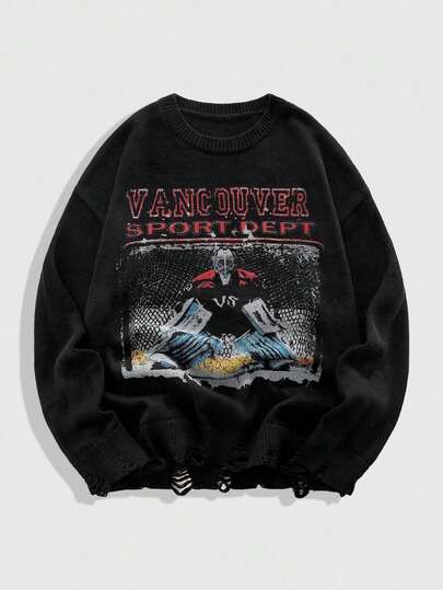 Street Life Maglione girocollo da uomo con stampa grafica, stile streetwear alla moda, stile grunge, autunno/inverno