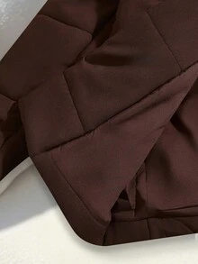 GlowEve 女士咖啡棕色腰带，金属扣设计，束腰，优雅羽绒夹克 - 咖啡棕 - 查看 6