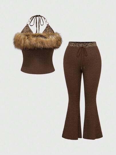 J-Fashion ملابس علوية قطعتين ذات طبعة نمر فرائية وياقة حلقية مناسبة للمقاسات الكبيرة، طراز ريترو هاراجوكو من عصر الألفية الجديدة