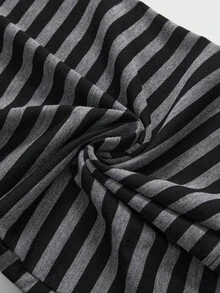 ROMWE Grunge Punk Bộ 2 áo ba lỗ tay chuông sọc đen xám đa năng giúp thon gọn cỡ lớn - Màu xám đen - Xem 6