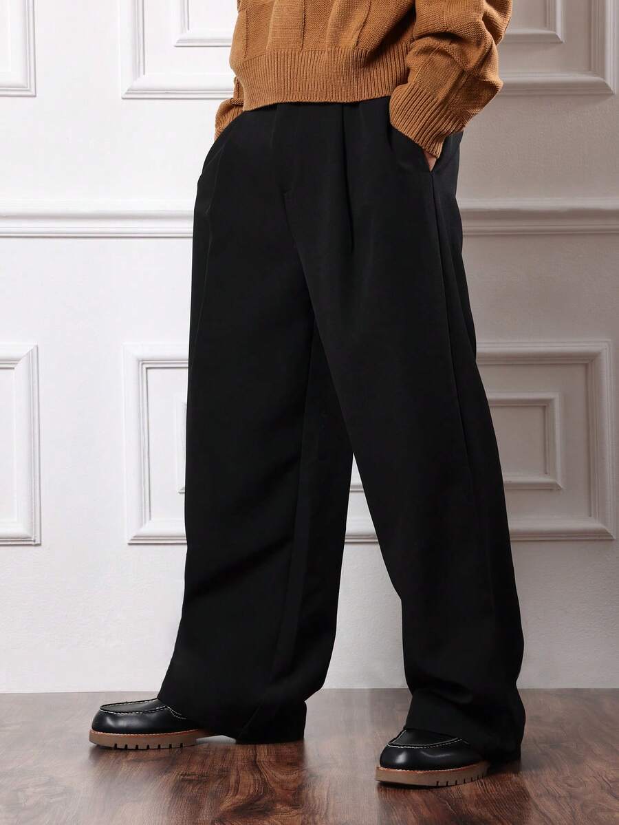 SUMWON Wide Leg Pleated Smart Dress Pants Classic Office Business ...