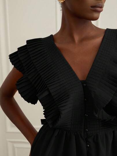 Aveloria Rosie Elegant Multi-Layer Ruffle Pleated V-Neck Sexy Blouse