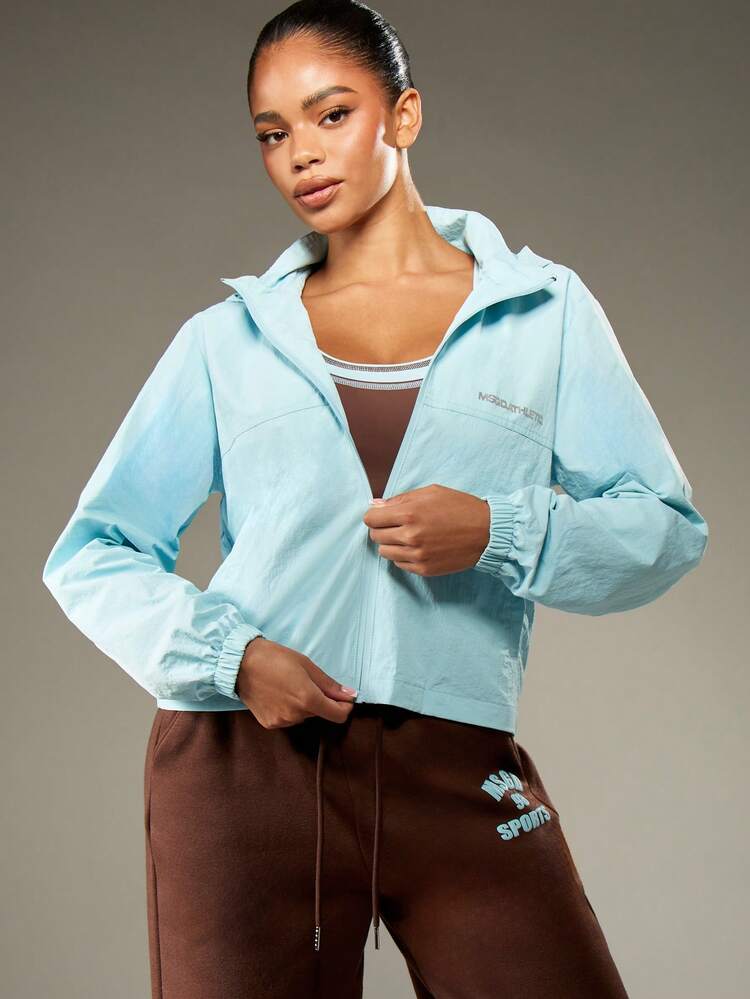 MISSGUIDED Full Zip Athletic Track Jacket Performance Activewear Windbreaker Spring Running Jogging Training Lightweight Double Layer Mesh Breathable Outerwear