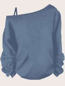 SHEIN Essnce Camiseta de tirantes finos y manga larga con estampado de jinete ecuestre casual, adecuada para la primavera - Neblina azul - Ver 7