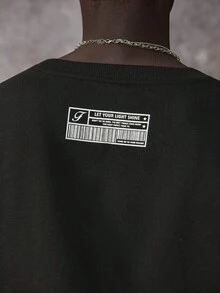 STYNVO Men's Letter Print Short Mock Neck Pullover Sweatshirt, For Fall - Black - View 5