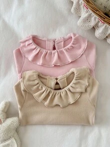 LMoss Kids 2 Stück Baby Mädchen gestrickte einfarbige Rüschen Saum Lässig Top Set, Pullover, Winterkleidung für Baby, Winterkleidung für Baby Mädchen, Herbstoutfit, Herbstkleidung für Baby, Herbst Tops, Langarmshirts, T-Shirts - Verschiedenfarbig - Übersicht 5