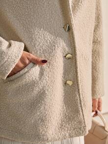 CLARA VERO Phụ nữ, Mùa đông, Màu trắng, Áo khoác ngoài, Nút, Túi, Dáng rộng, Giữ ấm, Nhẹ, Chiều dài thông thường, Tay dài - trắng - Xem 8