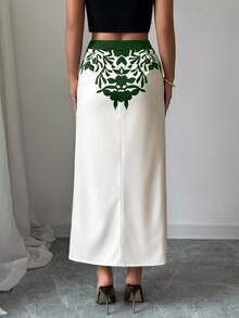 Elenzga 女士优雅印花高开衩裙 - 彩色 - 查看 2