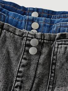 SHEIN Bộ 3 quần denim dáng rộng màu xanh đậm, xanh vừa, xanh nhạt cho bé gái - Nhiều màu - Xem 3