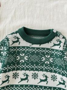 SHEIN Niedliches Baby Mädchen Weihnachts-Cartoon Muster Langarm Pullover, Herbst/Winter