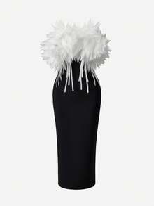 Nuvra Đầm dự tiệc hở lưng màu trơn dáng dài vừa phải cho nữ - màu đen - Xem 8