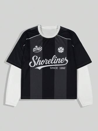 Goth Maglietta a maniche lunghe stampata da uomo