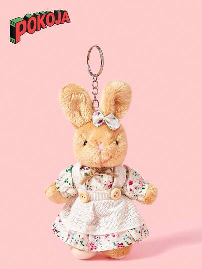 1PC Cute Wear Clothes Bear Plush Toy Cartoon Rabbit Pendant Soft Stuffed Doll Keychain Backpack Car Bag Key Ring Decor  Gift