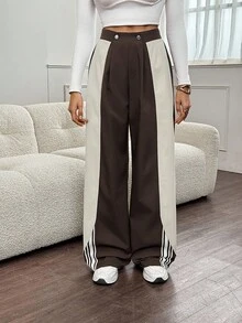 SHEIN Tall 女士和男士夏季街头服饰复古 Y2K 假期休闲运动服演唱会音乐节撞色条纹纹理装饰宽松低腰裤、工装裤 - 彩色 - 查看 9