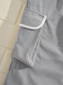 Explorewe 2pcs/Set Girls Casual Hoodie Sweatshirt And Flare Pants Set, Gray Long Sleeve Sweatshirt With Pockets And Flared Trousers For Everyday Wear - Grey - View 6