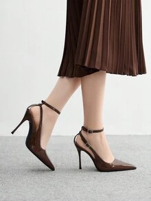 CUCCOO BIZCHIC Women's Casual Solid Color Stiletto Heel Backless Pumps Spring Shoes - Khaki - View 3