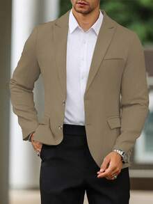 Calvornis Áo khoác vest nam màu trơn thường ngày đi làm, vest màu be cho nam, vest kem cho nam, áo khoác blazer thời trang nam, áo khoác cưới cho nam, phong cách cổ điển, sang trọng - Màu be - Xem 7