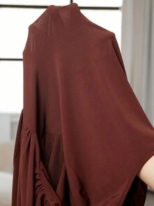 Modelyn Plus Size Solid Color Minimalist Casual Round Neck Long Sleeve Dress