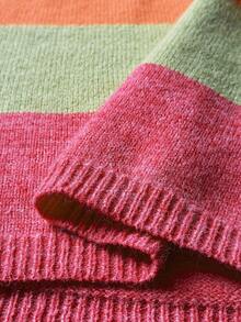 Sunspun 多巴胺彩虹撞色圆领长袖毛衣，秋冬百搭 - 彩色 - 查看 8