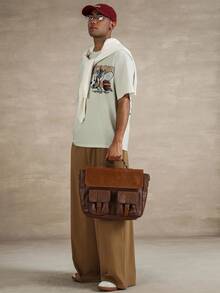 STYNVO 男士复古美式图案印花短袖圆领T恤 - 杏色 - 查看 4