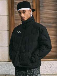 AXEPEAK Abrigo acolchado y acolchado casual para hombre, invierno - Negro - Ver 3