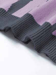 Manfinity EZcore 男士字母图案长袖休闲宽松针织开衫，秋冬 - 深灰色 - 查看 6