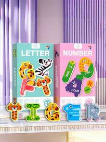 MINKOJA ToyAlphabet Puzzle Stickers Early Learning Toys Animal Number ABCs Preschool Educational Toys For Kids Ages 3 4 5 6 Kindergarten Cognitive Development Play Set - Multicolor - View 1