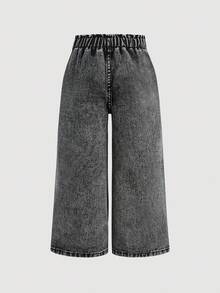 SHEIN Bộ 3 quần denim dáng rộng màu xanh đậm, xanh vừa, xanh nhạt cho bé gái - Nhiều màu - Xem 5