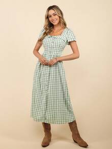 Coeurva Women's Casual Plaid Cinched Waist Mid-Length Dress Summer Dresses For Women Summer Outfits For Women Vacation Outfits Woman Summer Clothes Birthday Dresses For Women Business Casual Woman Dresses For Women Elegant Elegant Dresses For Women Office Outfits For Women Graduation Dress Casual Dresses For Woman Teacher Outfits For Women Airport Outfit For Women Women Summer Dresses Summer Clothes Women Boho Women Clothing Teacher Dresses For Summer Work Dresses For Women Women's Summer Clothes European Summer Gingham Dress Sage Green Gingham Dress Going Out Dress Old Money Style Women - Multicolor - View 4