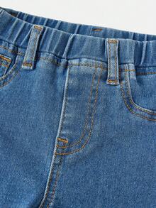 SHEIN 婴儿/女婴蓝色牛仔弹力紧身裤 - 中等水洗藍 - 查看 5