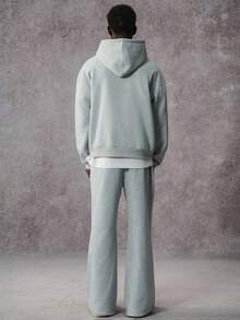 STYNVO Set casual da uomo con felpa con cappuccio, pantaloni della tuta grigi a zampa d'elefante, completo da uomo con felpa e pantaloni della tuta coordinati, abbigliamento autunnale